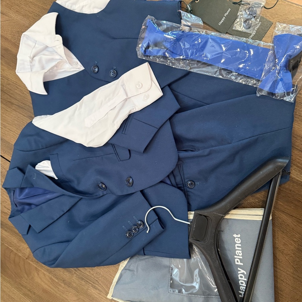 Blue Matching Set Suit with Navy Blazer and Light Blue Dress Shirt